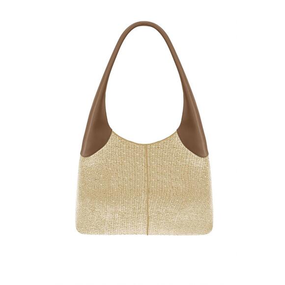 NEW THEMOIRÈ ninfa eco-fabric straw bag in shell/ caramel